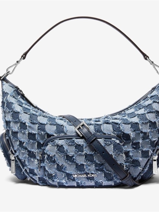Michael Kors Handbags - Michael Kors Frayed Denim Patchwork Shoulder Bag in Blue